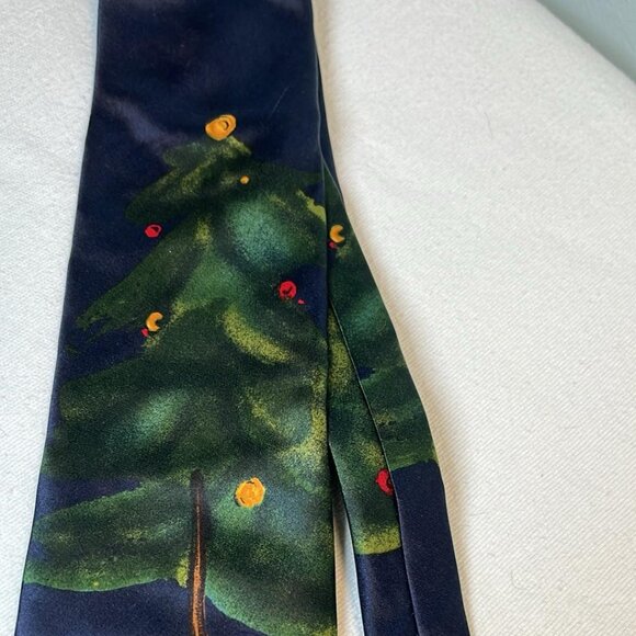 Christmas Tree Men's SILK Necktie Eclectic Grandpa Hipster Holiday Festive - Picture 1 of 6